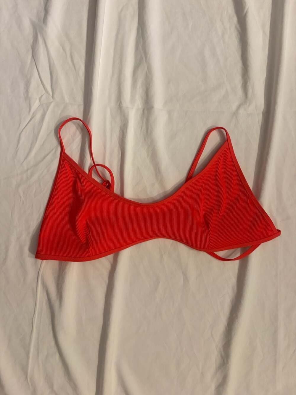 Kulani Kinis Ribbed Bikini Top in Strawberry Red